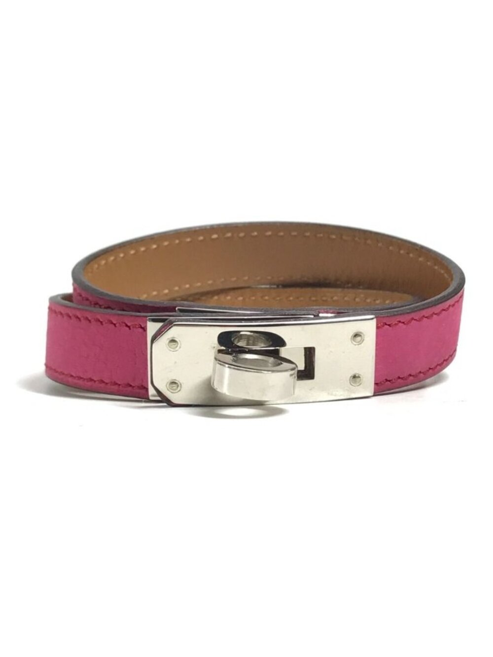 Hermes Bracelet Kelly Double Tour Leather Pink